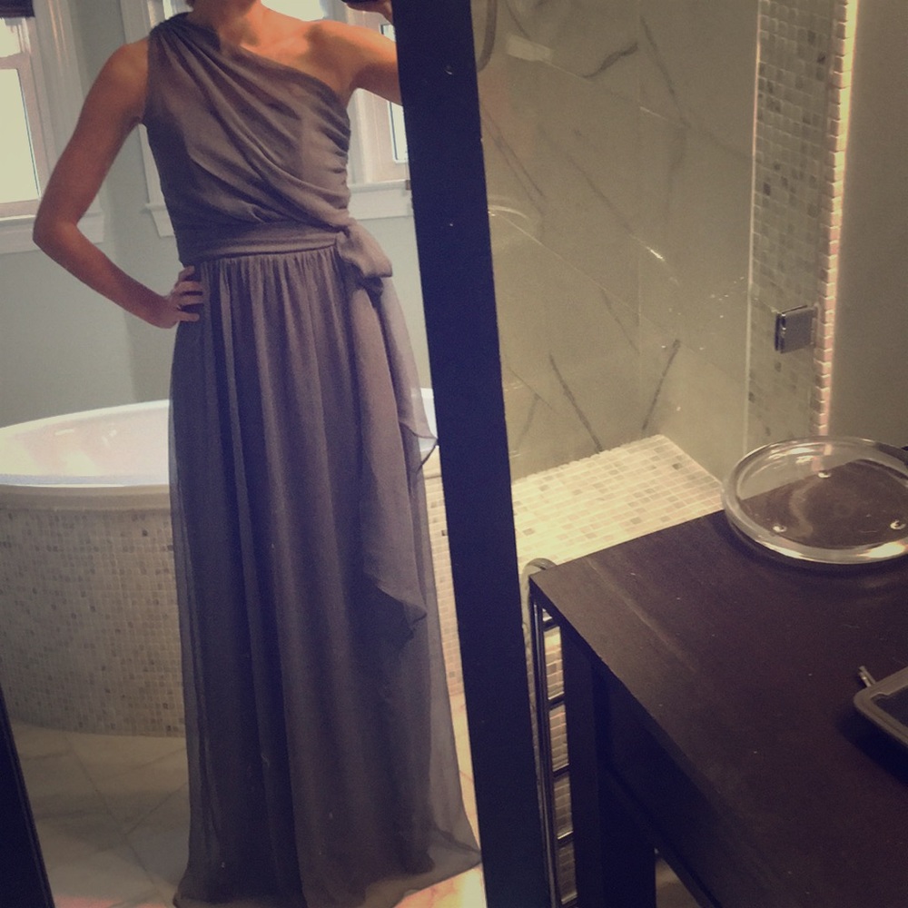 Lela Rose grey bridesmaids dress lr188